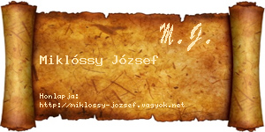 Miklóssy József névjegykártya