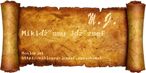 Miklóssy József névjegykártya